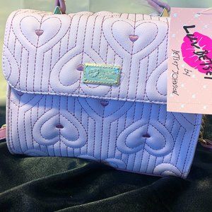 Luv Betsey Johnson Pink Lavender Quilted Hearts Crossbody